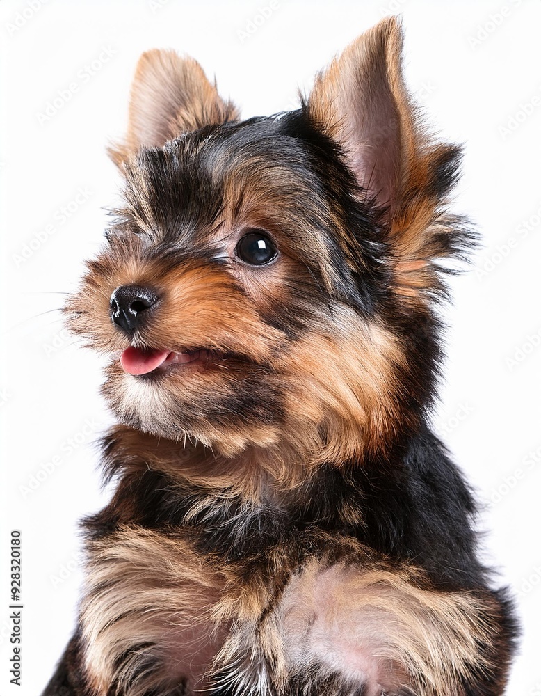 笑顔のオーストラリアン・シルキー・テリアの子犬のポートレート(Portrait of a smiling Australian Silky Terrier puppy on white background)
笑顔のオーストラリアン・シルキー・テリアの子犬のポートレート(Portrait of a smiling Australian Silky Terrier puppy on white background)