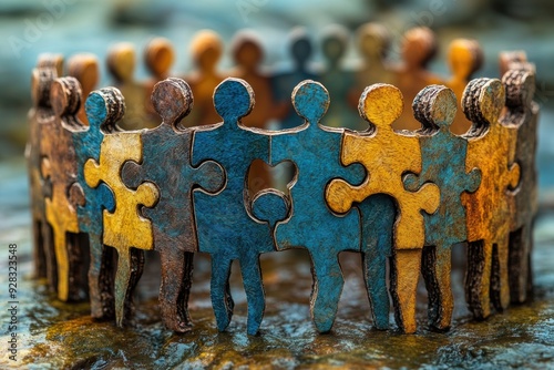 Paper Cut of Interconnected Puzzle Pieces Shared Between People