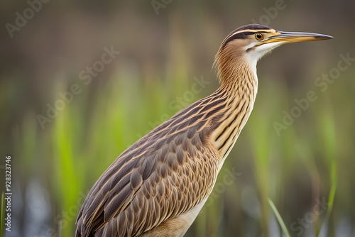 American bittern bird blurry nature background, Ai Generated