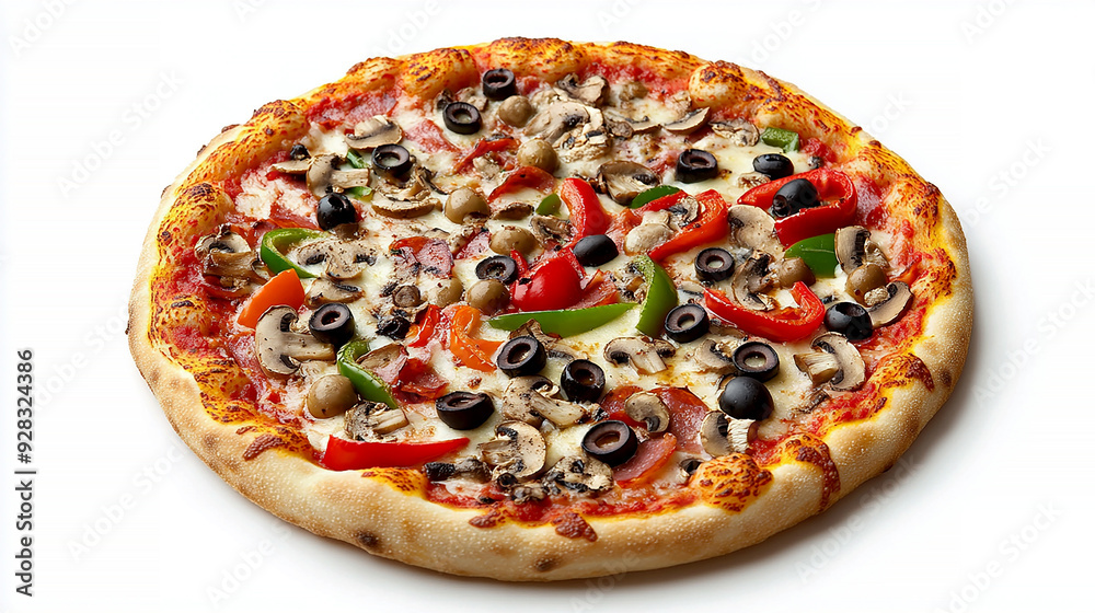 pizza slice with a crisp crust, melted cheese, and various toppings like pepperoni and vegetables pizza slice with a crisp crust, melted cheese, and various toppings like pepperoni and vegetables