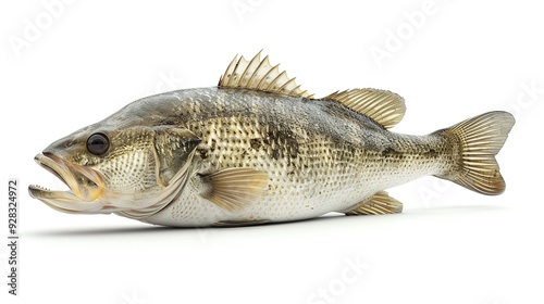 Fish ruff isolated on white background (Gymnocephalus cernuus) photo