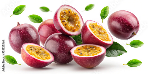 Falling Passionfruit Isolated on White Background (2)