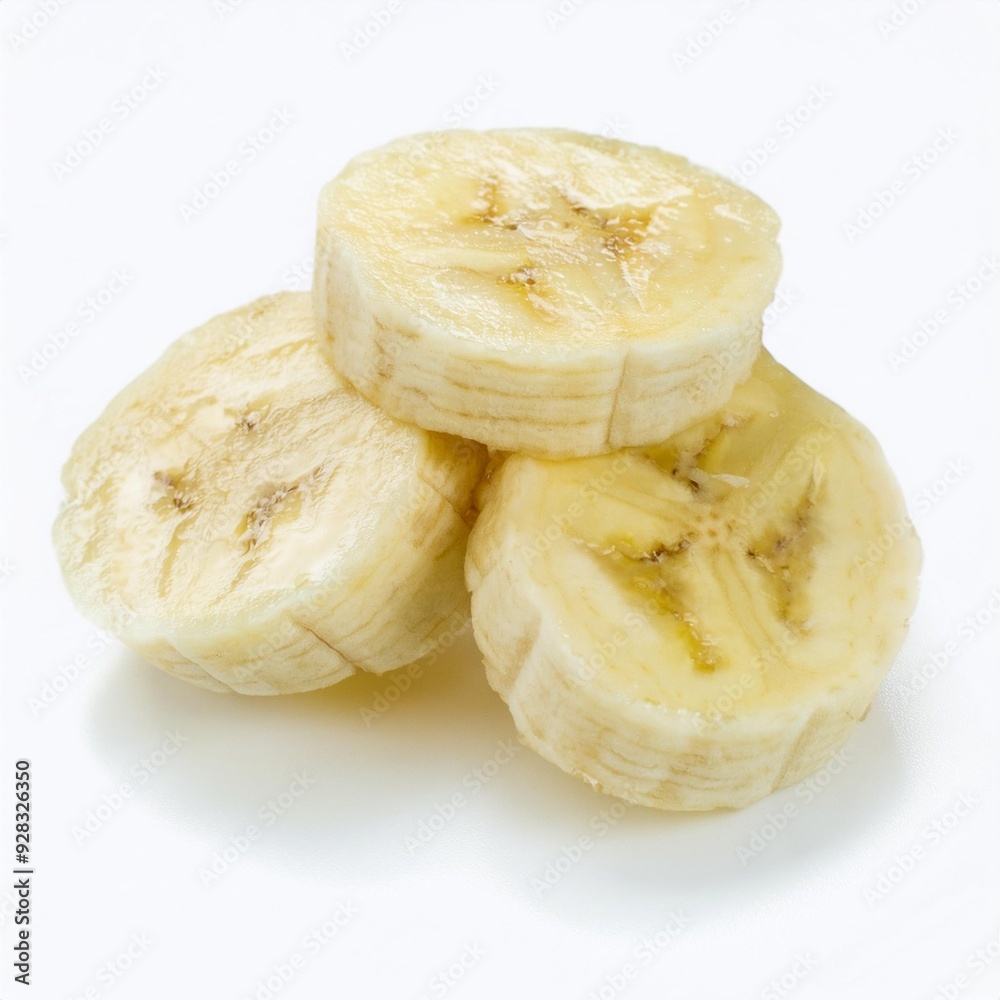 Banana slices isolated on white background Banana slices isolated on white background