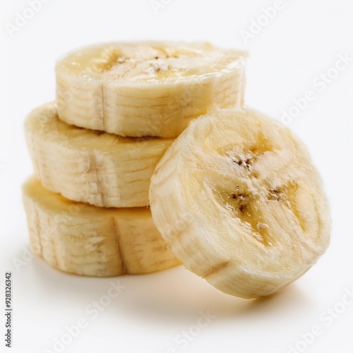 Banana slices isolated on white background