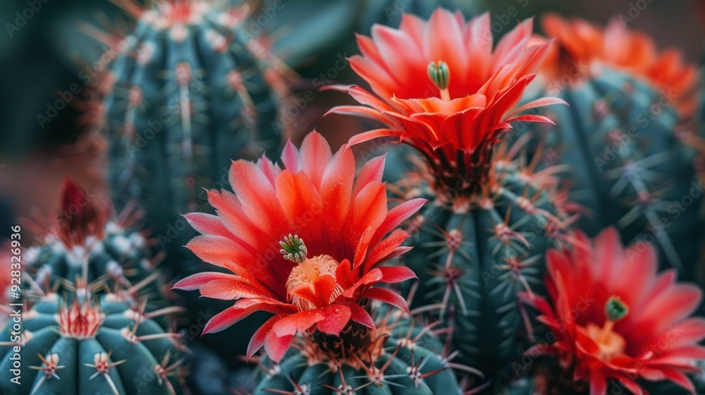 close-up beautiful flowering cacti on a blurred background close-up beautiful flowering cacti on a blurred background