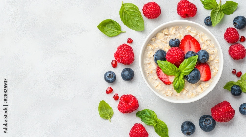Wholesome Organic Oatmeal Bowl with Fresh Fruits - 3D Render Illustration for Healthy Eating Concept, Generative AI Wholesome Organic Oatmeal Bowl with Fresh Fruits - 3D Render Illustration for Healthy Eating Concept, Generative AI