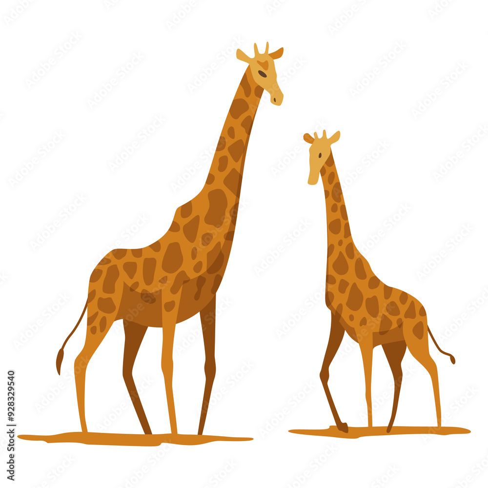 Obraz premium Giraffe in a cartoon style, is insulated on white background. easy to use