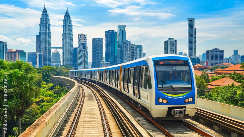 In Kuala Lumpur, Malaysia, the Mass Rapid Transit (MRT) Putrajaya Line train helps alleviate severe traffic congestion in the KL metropolitan area. In Kuala Lumpur, Malaysia, the Mass Rapid Transit (MRT) Putrajaya Line train helps alleviate severe traffic congestion in the KL metropolitan area.