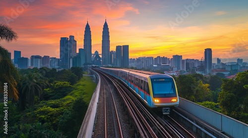 In Kuala Lumpur, Malaysia, the Mass Rapid Transit (MRT) Putrajaya Line train helps alleviate severe traffic congestion in the KL metropolitan area. photo