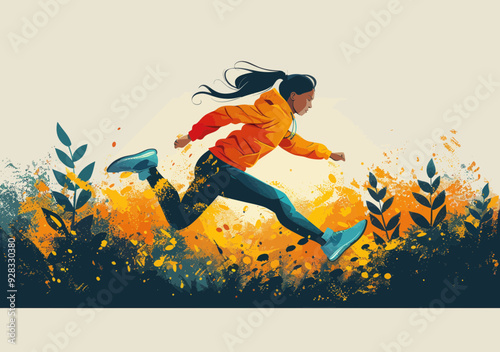 Female Business Manager Overcoming Obstacles in Hurdle Race - Concept of Resilience, Determination, and Success in Business