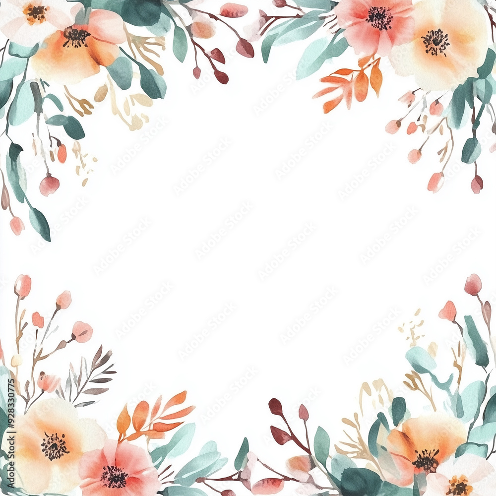 Fototapeta premium Watercolor_floral_frame