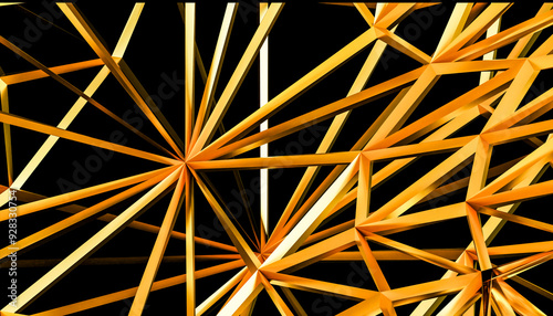 Abstract 3D rendering of bright spokes against black background photo