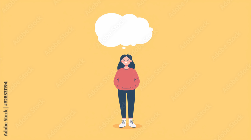 Cartoon Character Thinking with Blank Bubble Cartoon Character Thinking with Blank Bubble