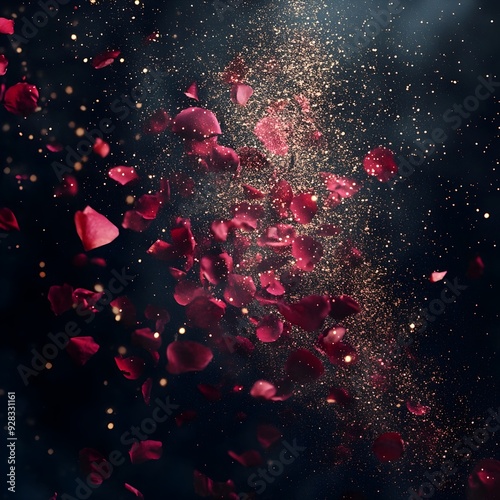 Enchanted Rose Petal Explosion in Mesmerizing Sparkling Light
