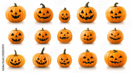 Collection of Carved Halloween Pumpkins