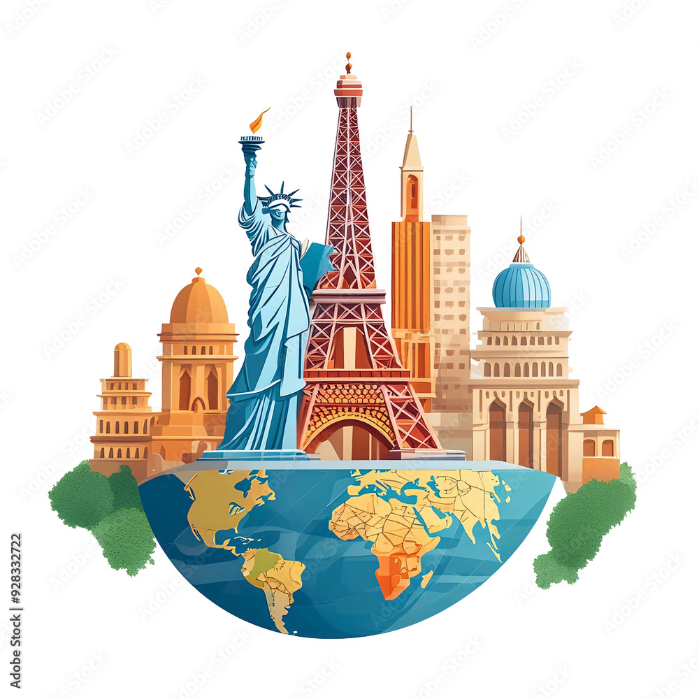 Obraz premium World Travel and Monuments PNG