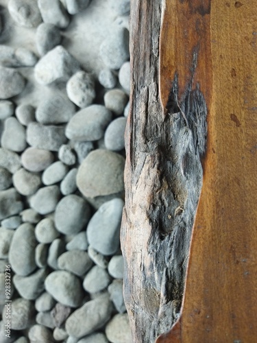 Teak wood texture with stone background