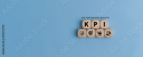 Key Performance Indicators, KPI concept. with icons of strategy, objective, performannce, optimization, to measure achievement versus planned target and achieve the right success for business photo