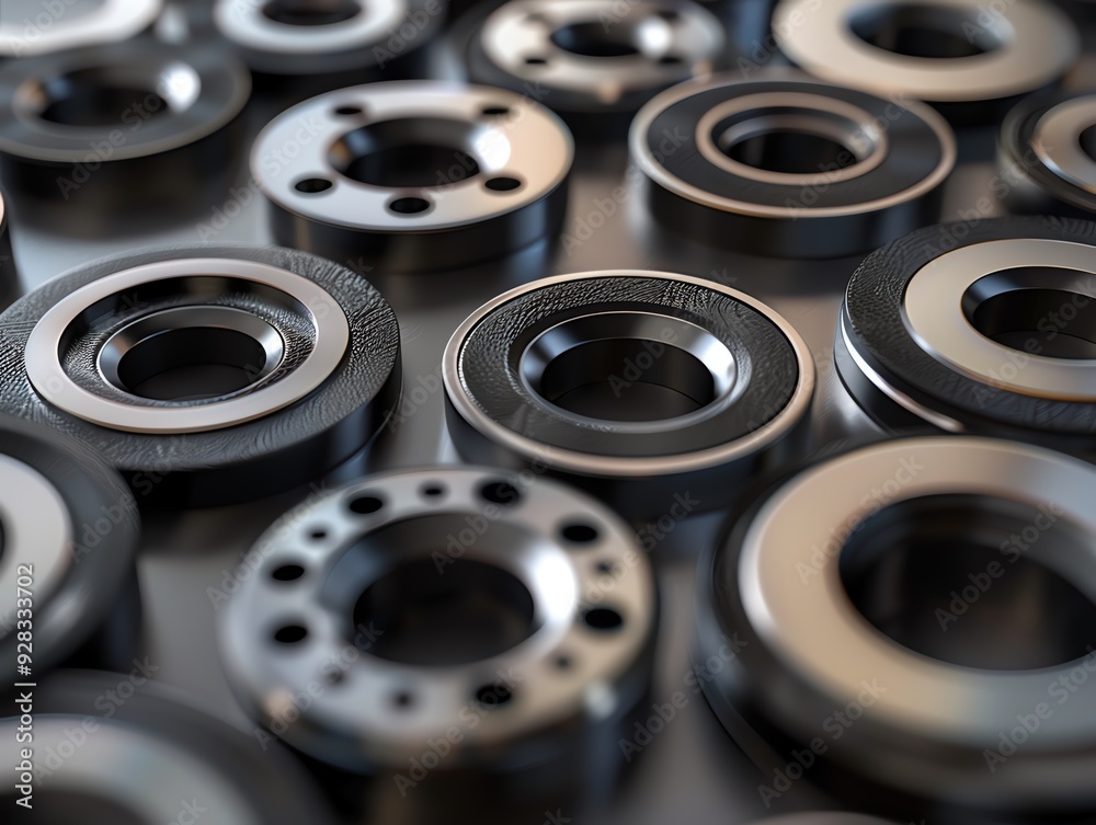 3D render of industrial washers and spacers, realistic 3D render of industrial washers and spacers, realistic