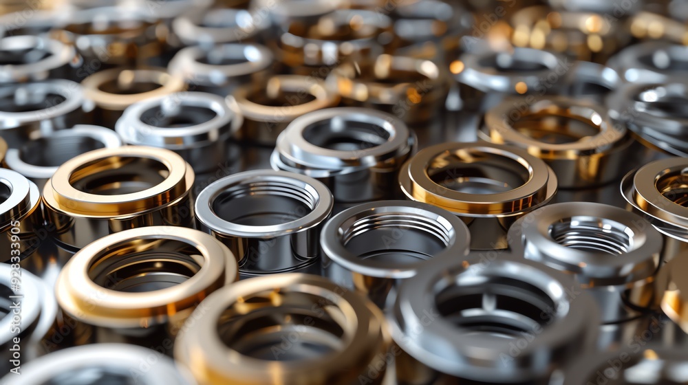 3D render of industrial washers and spacers, realistic 3D render of industrial washers and spacers, realistic