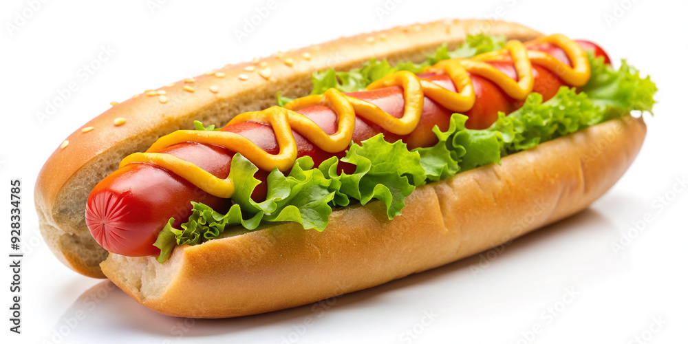 Hot Dog Isolated on White Background - Full Depth View Hot Dog Isolated on White Background - Full Depth View