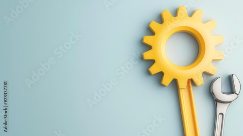 Gear and wrench, indicating management adjustments for productive