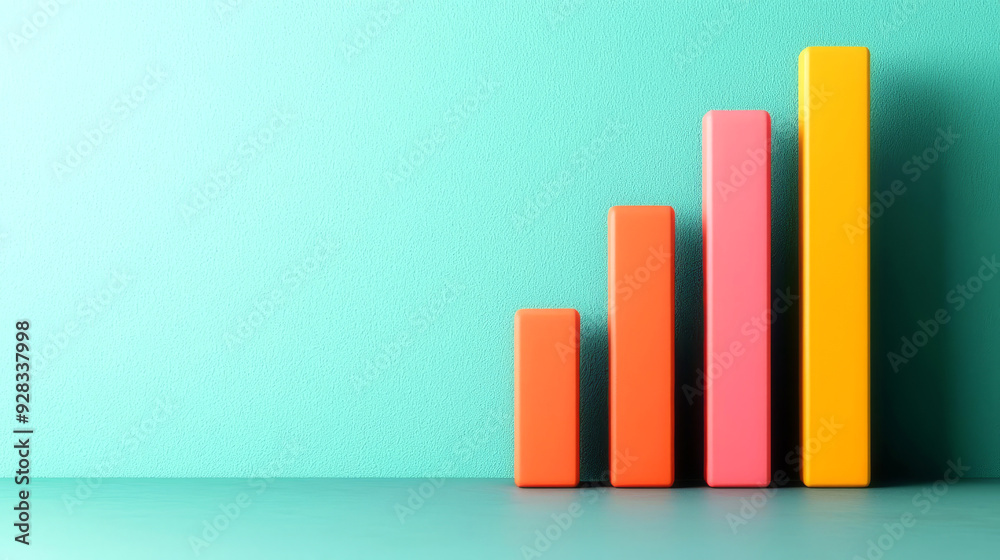 Rising bar graph, representing productivity growth, 3D illustration Rising bar graph, representing productivity growth, 3D illustration