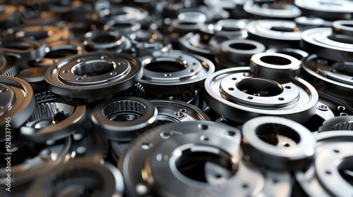 Realistic 3D render of industrial washers and spacers