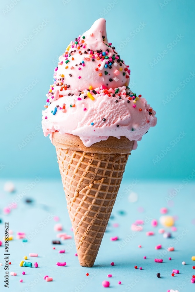 ice cream in a cone with colorful sprinkles ice cream in a cone with colorful sprinkles