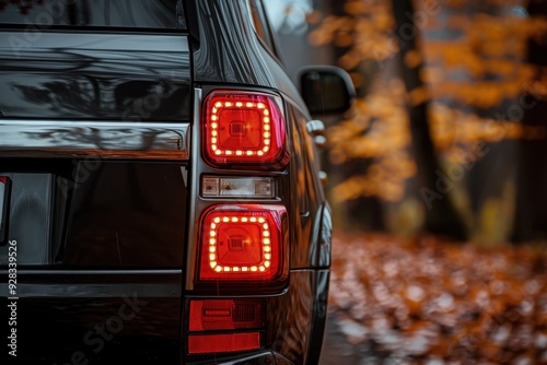 Black SUV s rear brake light photo