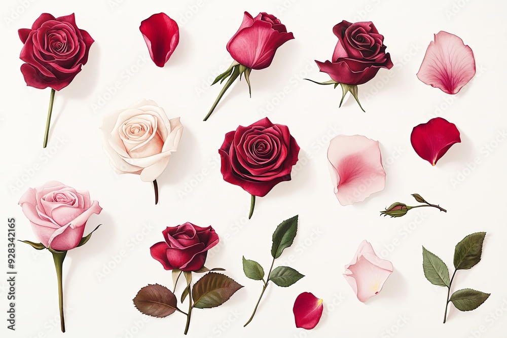A collection of red and pink roses A collection of red and pink roses