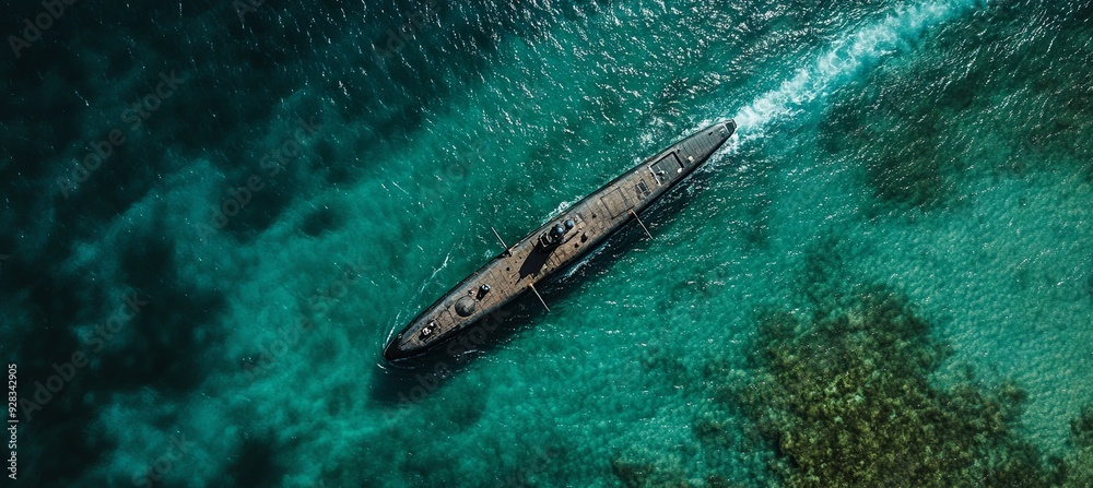 A large ship is sailing in the ocean A large ship is sailing in the ocean