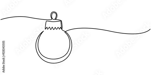 Continuous one line drawing of Christmas ball. Christmas ball  isolated on white background. Vector illustration, Christmas ball doodle, Christmas Tree Ornament Single Line Drawing, One Christmas ball