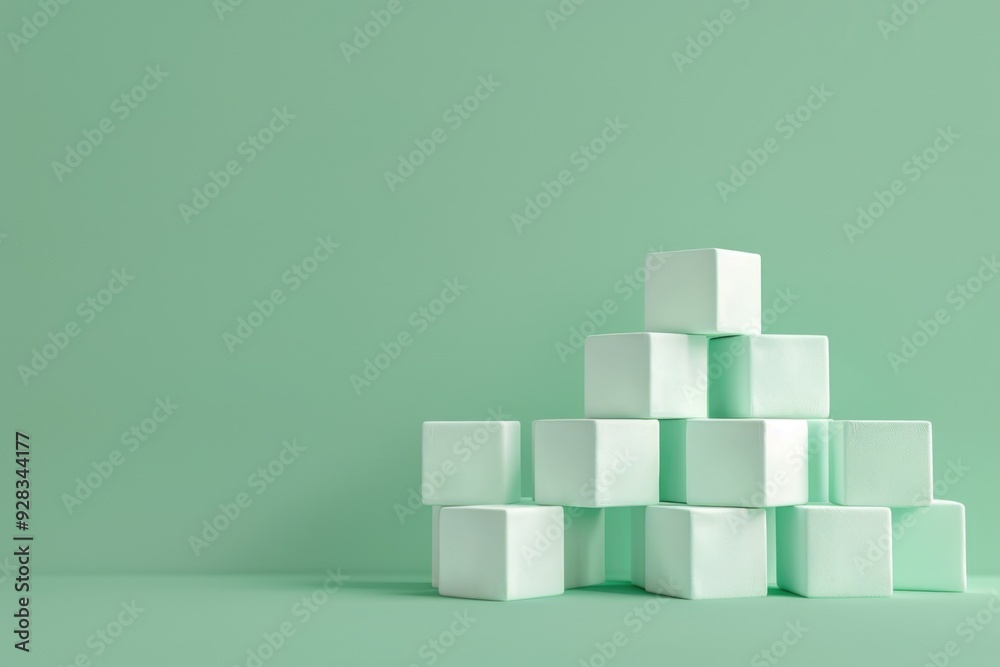 Chunky 3D Cartoon Plasticine Cubes on a Green Background for Creative Design Chunky 3D Cartoon Plasticine Cubes on a Green Background for Creative Design