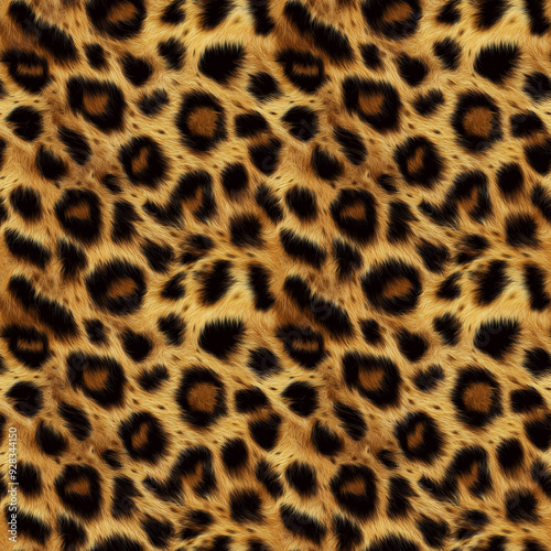 Realistic leopard fur print seamless pattern tile