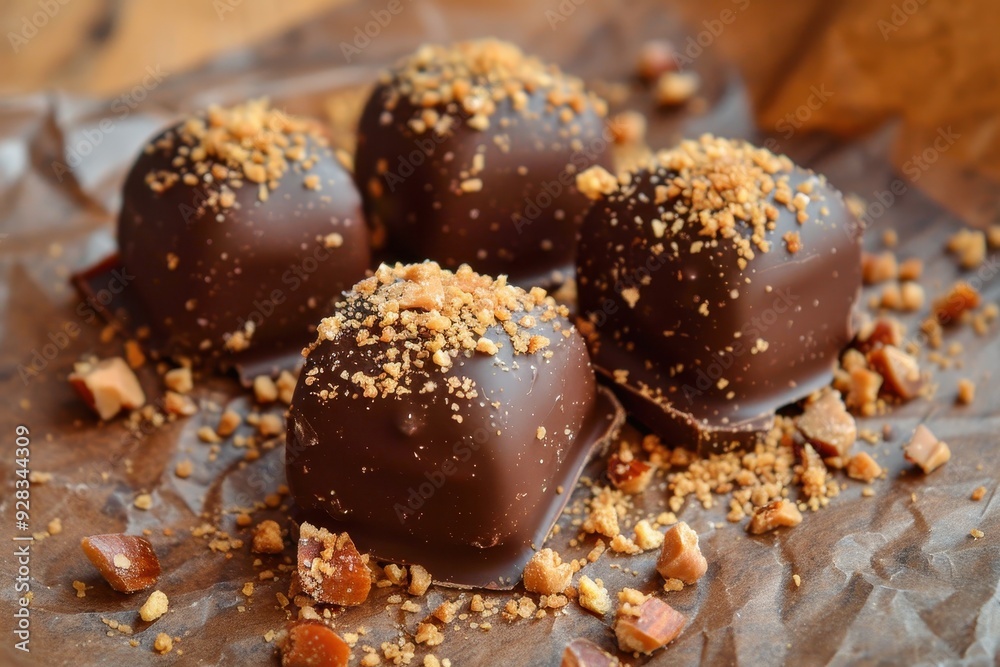 Chestnut covered chocolate bonbon Chestnut covered chocolate bonbon