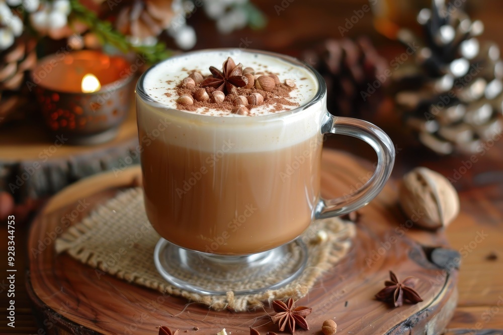Chestnut latte with chestnuts in your mouth Chestnut latte with chestnuts in your mouth