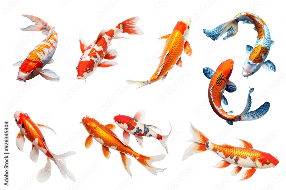PNG koi fish animal set, transparent background PNG koi fish animal set, transparent background