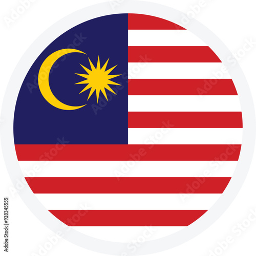 Flag of Malaysia. Vector round icon on transparent background. Icon for mobile apps, UI and web design. EPS10