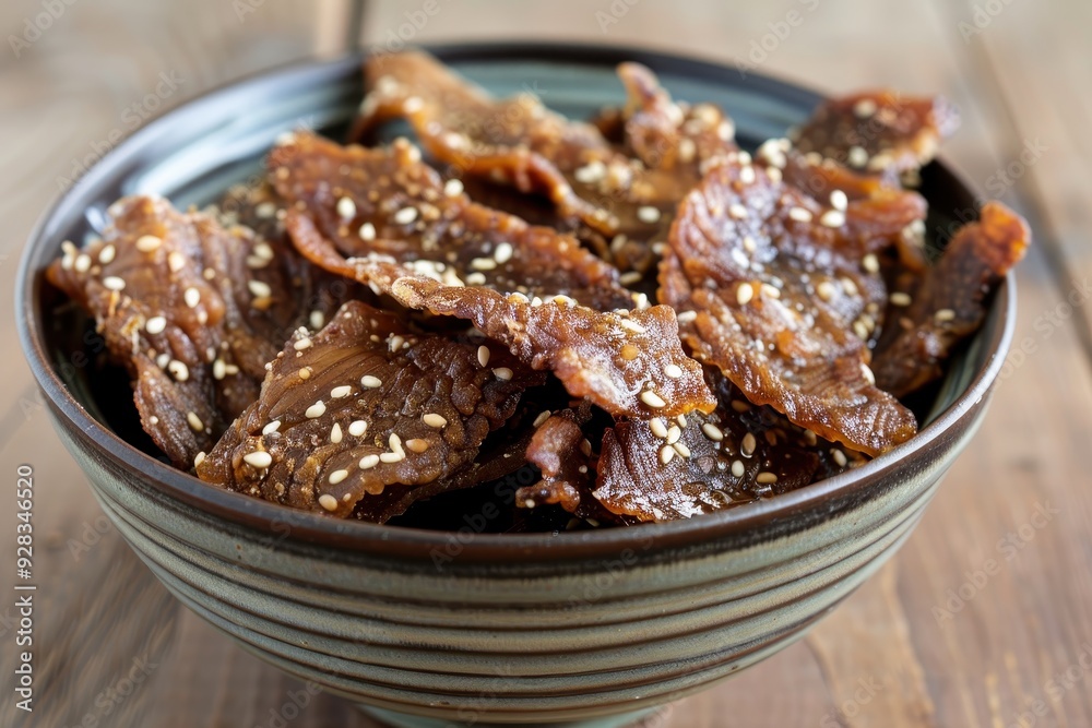 Chicken strips soaked in soy sauce