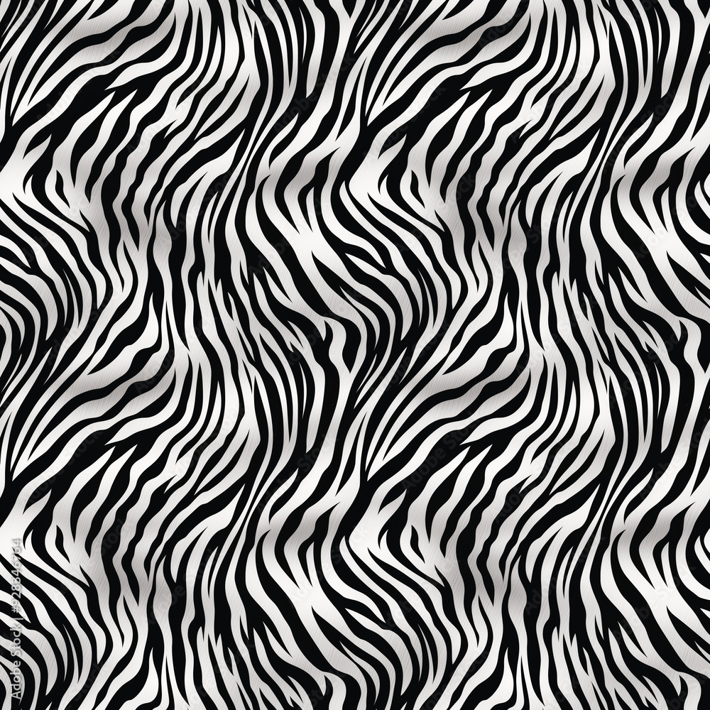 Fototapeta premium Wavy zebra print seamless pattern tile