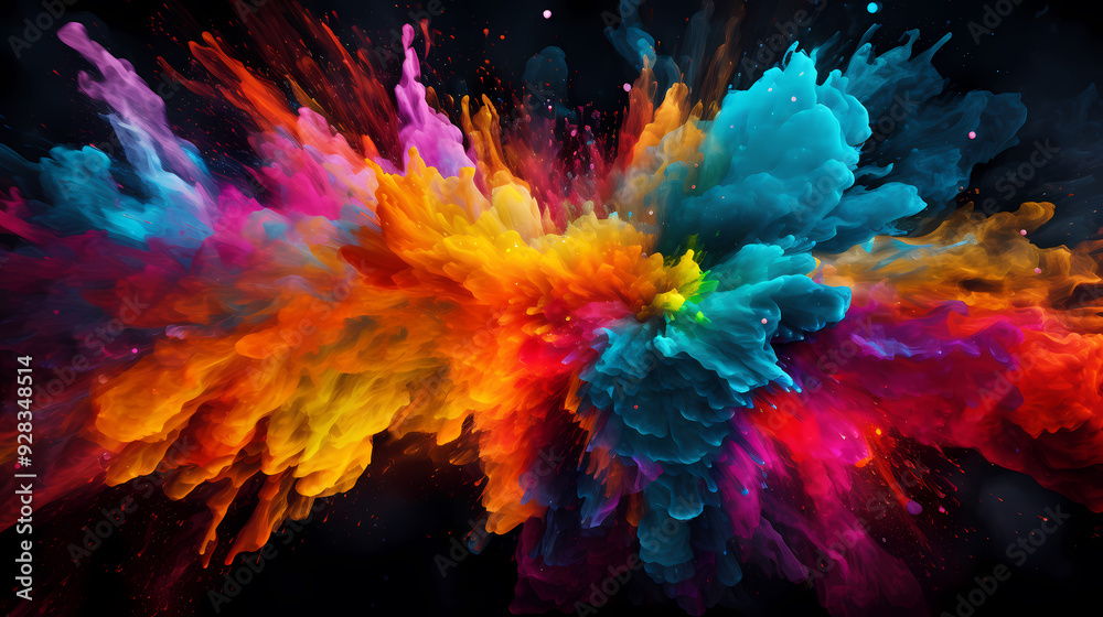 Naklejka premium Colorful paint explosion creates abstract art illustration
