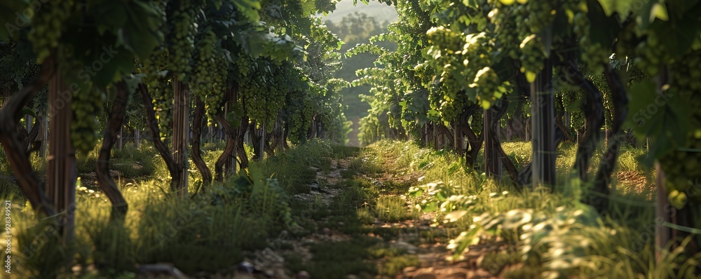 Rows of grapevines in a vineyard, 4K hyperrealistic photo Rows of grapevines in a vineyard, 4K hyperrealistic photo
