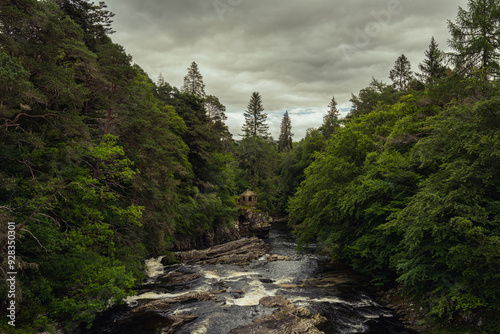 Summer House view from Invermoriston Bridge. Highlands of Scotland. Scotland, United Kingdom.  photo