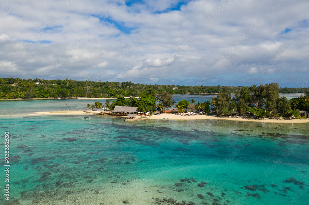 Port Vila, Vanuatu: Aerial view of the Iririki island in the Port Vila lagoon in Vanuatu in the south Pacific