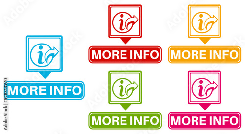 set banner more info icon. Navigation sign symbol more know labels design vector illustration