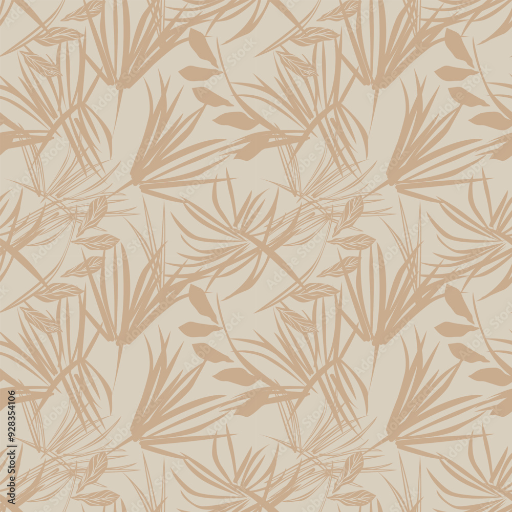 Neutral Colour Tropical Leaf Seamless Pattern Design Neutral Colour Tropical Leaf Seamless Pattern Design