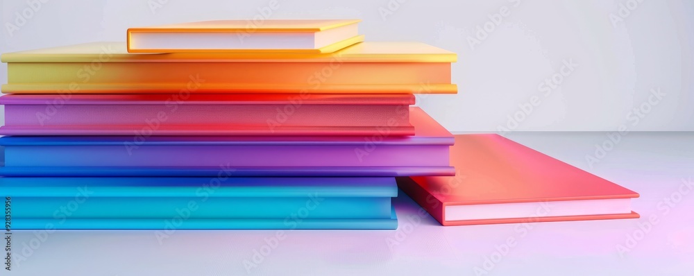 Stack of colorful notebooks on white background, 4K hyperrealistic photo Stack of colorful notebooks on white background, 4K hyperrealistic photo