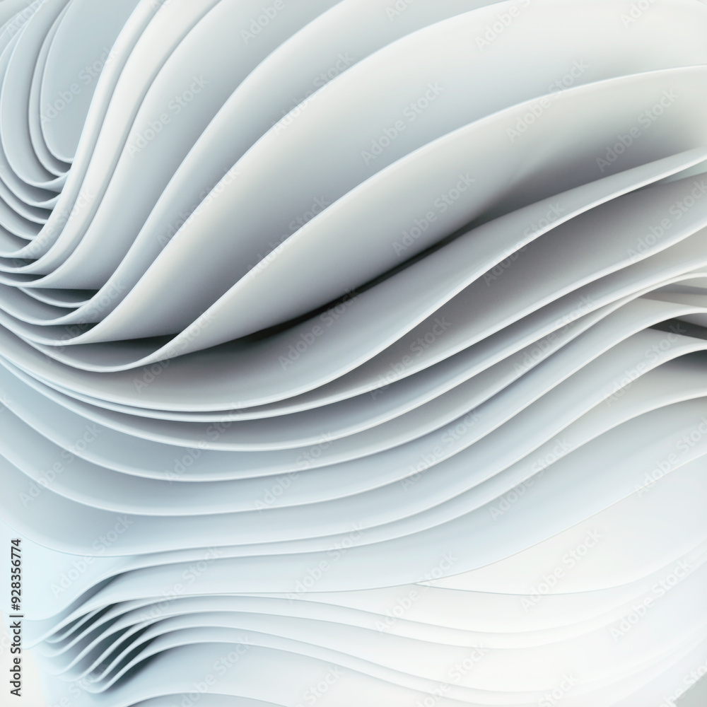 Fototapeta premium Abstract smooth waves of white fabric strips. 3d rendering illustration