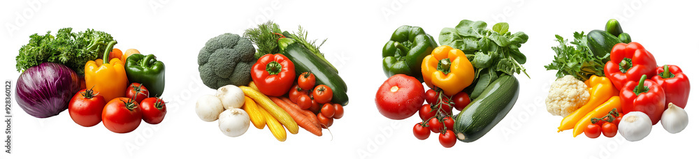 Assorted fresh vegetables including tomatoes peppers and leafy greens healthy food variety transparent background Assorted fresh vegetables including tomatoes peppers and leafy greens healthy food variety transparent background